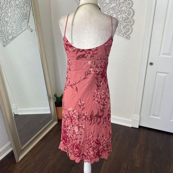 Ann Taylor Silk Romantic Pink Purple Fairy Rose Flower Print Midi Mini Dress S P - Picture 6 of 7